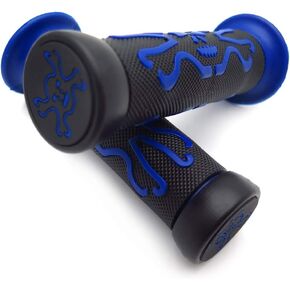 HTTMT XH4089- Skull Grips BLUE Compatible with QUAD YAMAHA KAWASAKI POLARIS SEADOO WATERCRAFT BOMBARDIER JET SKI FOREMAN RECON RINCON BRUIN GRIZZLY KODIAK(7/8" BOTH SIDE)