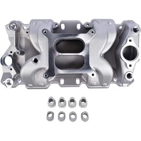 Aluminum Dual Plane Air Gap Intake Manifold Replacement for SBC Chevy 350 Small Block 22026 82026 52026