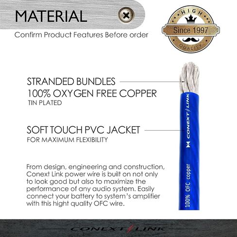 Conext Link 5 FT 8 AWG GA Full Gauge Battery Power Cable Ground Wire Frost Blue OFC Copper （10124） in Saudi Arabia