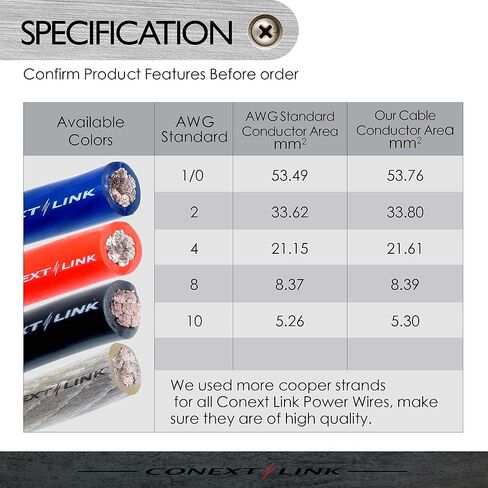 Conext Link 5 FT 8 AWG GA Full Gauge Battery Power Cable Ground Wire Frost Blue OFC Copper （10124） in Saudi Arabia