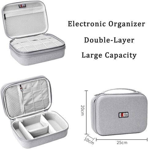 منظم إلكتروني، حافظة أدوات السفر ذات الغلاف الصلب مع مقبض للكابلات، محركات أقراص USB، بنك الطاقة والمزيد، مناسبة لجهاز iPad Mini in Kuwait