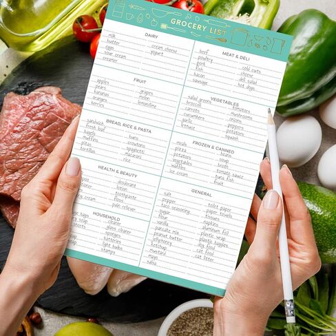 Sweetzer & Orange Grocery List Magnet Pad for Fridge. 7x10" Magnetic Notepad with Shopping List Categories and Blank Grocery Shopping Spaces. 52 Page All Out of Notepad Weekly Planner in Saudi Arabia