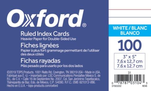 Oxford Ruled Index Cards, 3" x 5", White, 100-Pack (31) in Saudi Arabia