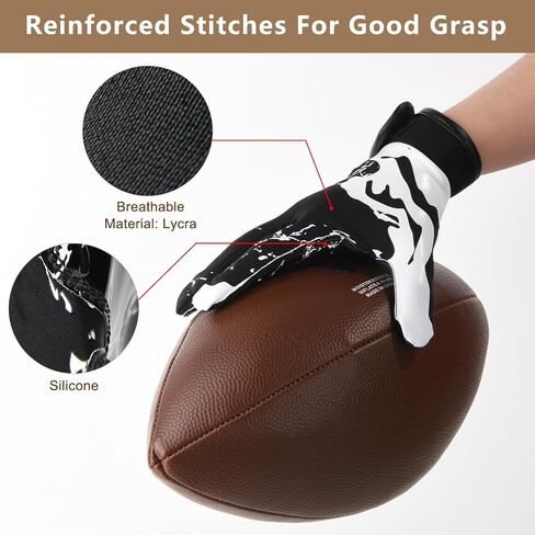 Youth Football Gloves for Kids Excellent Grip Football Receiver Gloves in Saudi Arabia
