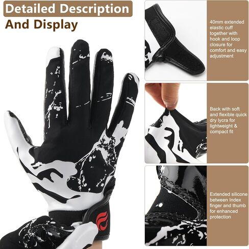 Youth Football Gloves for Kids Excellent Grip Football Receiver Gloves in Saudi Arabia
