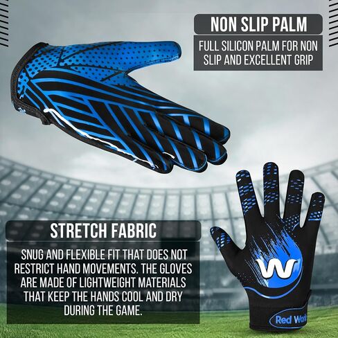 Football Gloves for Youth and Adult, Sticky Receiver Gloves for Boys and Men, Enhanced Performance for Youth and Adult Football Game. in Saudi Arabia