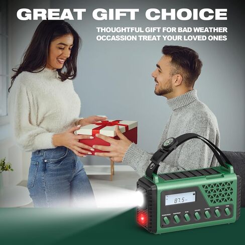 Emergency Weather Radio 10000mAh,Hand Crank Solar Radio, NOAA/AM/FM/SW Weather Alert Radio with Bluetooth,USB Charged, SOS Alarm,LED Torch Reading Light, Headphone Jack,for Indoor Camping Hurricane in Saudi Arabia