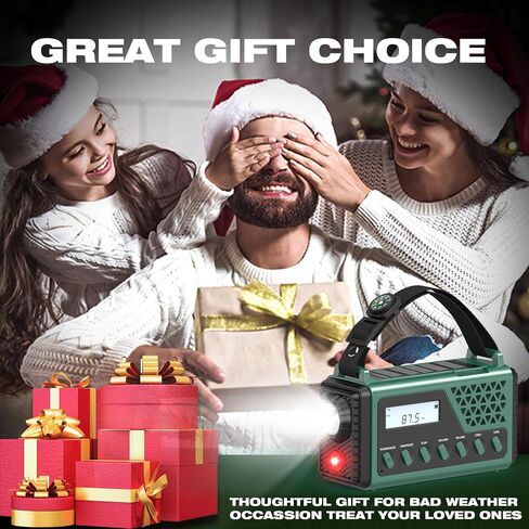 Emergency Weather Radio 10000mAh,Hand Crank Solar Radio, NOAA/AM/FM/SW Weather Alert Radio with Bluetooth,USB Charged, SOS Alarm,LED Torch Reading Light, Headphone Jack,for Indoor Camping Hurricane in Saudi Arabia
