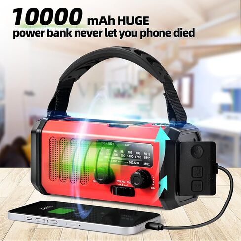 QAUYYW Hand Crank Solar Emergency Radio,74000mWh NOAA AM FM Weather Radio in Saudi Arabia