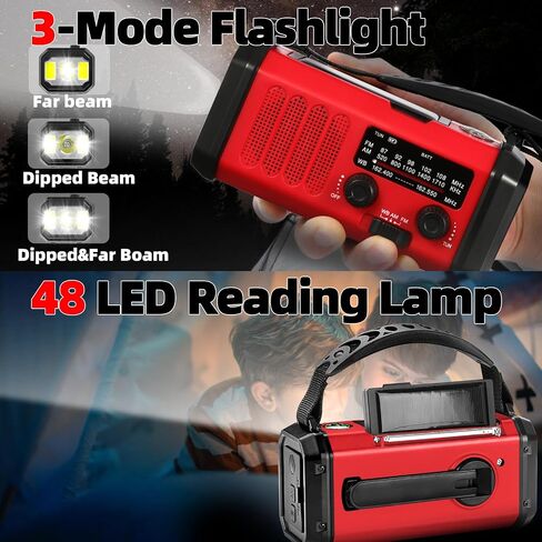 QAUYYW Hand Crank Solar Emergency Radio,74000mWh NOAA AM FM Weather Radio in Saudi Arabia