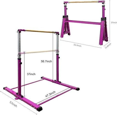 EL&IT·Wings Gymnastic Kip Bar,Horizontal Bar for Kids Girls Junior,3' to 5' Adjustable Height,Home Gym Equipment,Ideal for Indoor and Home Training,300lbs Weight Capacity in Kuwait