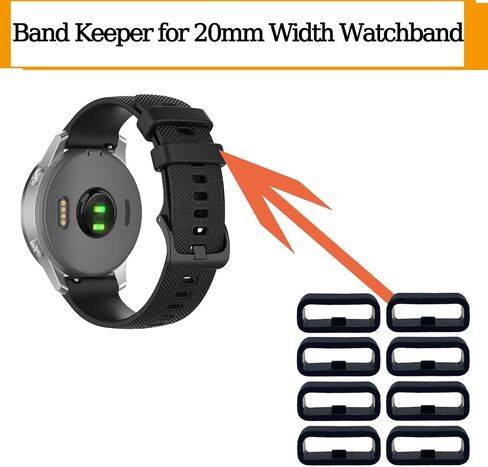 20MM Watch Bands Fastener Rings Replacement for Garmin Forerunner 245 Music/Forerunner 645/ Garmin Venu/Venu Sq/Venu 2 Plus/Garmin Vivoactive 3/ Vivomove Silicone Band Keeper Retainer Holder Loop in Saudi Arabia