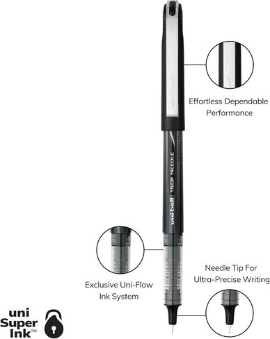 Uni-Ball Vision Needle Rollerball Pens, Assorted Pens Pack of 5, Micro Point Pens with 0.5mm Ink in Saudi Arabia