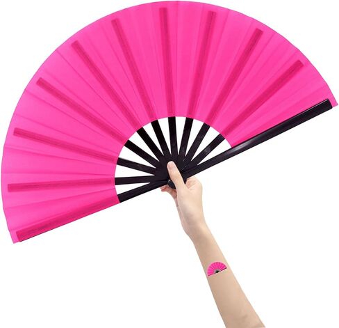 Amajiji Large Folding Fan, Chinease/Japanese Folding Nylon-Cloth Hand Fan, Women Hand Folding Fans Hand Fan Gift fan Craft fan Folding Fan Dance Fan in Saudi Arabia
