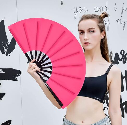 Amajiji Large Folding Fan, Chinease/Japanese Folding Nylon-Cloth Hand Fan, Women Hand Folding Fans Hand Fan Gift fan Craft fan Folding Fan Dance Fan in Saudi Arabia