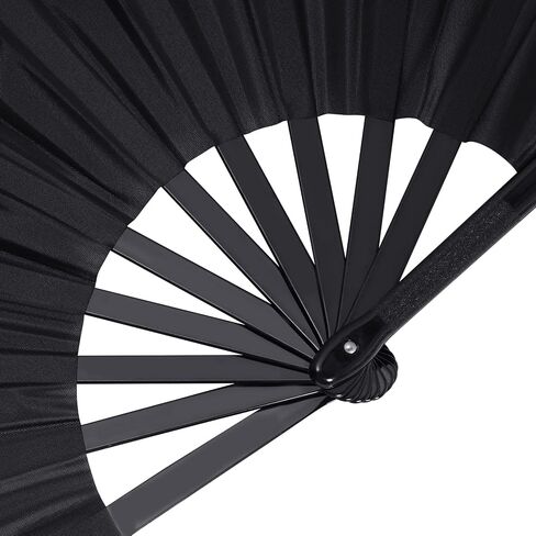 2 Packs Large Folding Hand Fan Handheld Folding Fans Chinese Tai Chi Folding Fan Nylon Cloth Chinese Kung Fu Fan with Holder Sleeve for Men and Women Performance Dance Decorations Festival (Black) in Saudi Arabia