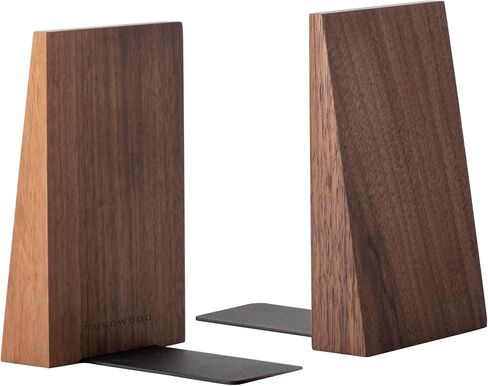 Muso Wood Book Ends, Thickened Wooden Bookends for Heavy Books, Creative Decorative Bookends for Shelves, Non-Skid Book Ends, Handmade Acacia Wood Bookends in Saudi Arabia
