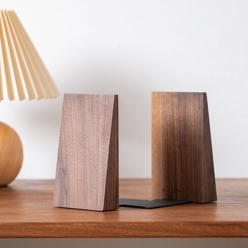 Muso Wood Book Ends, Thickened Wooden Bookends for Heavy Books, Creative Decorative Bookends for Shelves, Non-Skid Book Ends, Handmade Acacia Wood Bookends in Saudi Arabia