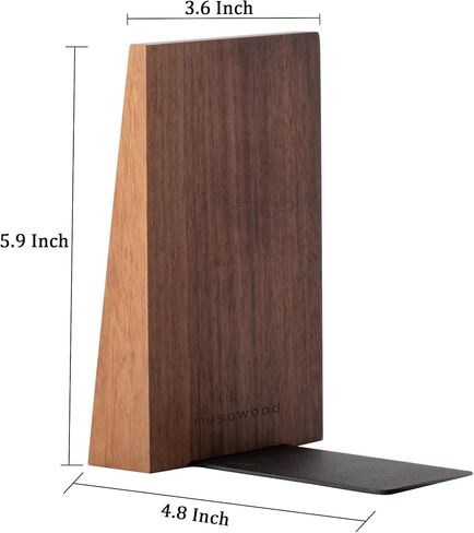 Muso Wood Book Ends, Thickened Wooden Bookends for Heavy Books, Creative Decorative Bookends for Shelves, Non-Skid Book Ends, Handmade Acacia Wood Bookends in Saudi Arabia