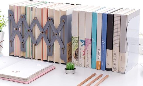 PUNCIA سطح المكتب قابل للتعديل نهايات الكتب القابلة للتوسيع كتاب الموثق حامل الجدول تلسكوبي رف الكتب المعدنية مذكرة خزانة الكتب رف للطفل الطفل طالب مكتب كتاب ملف منظم التخزين (أبيض) in Saudi Arabia