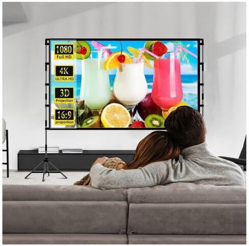 100 Inch Projector Screen and Stand, lejiada Black Projection Screen with Stand Portable Foldable Movie Screen with Carry Bag for Indoor Outdoor Home Theater Backyard Cinema in Saudi Arabia
