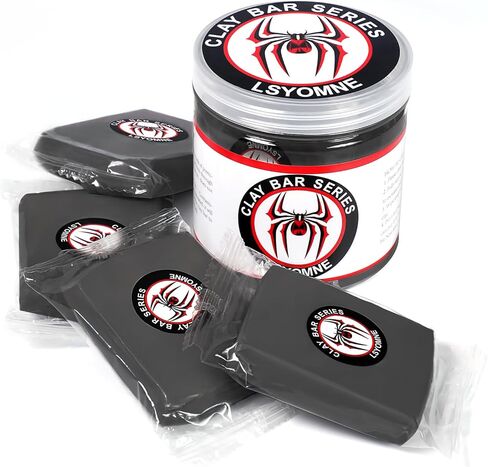 قالب طين السيارة 4 عبوات 400 جرام، قضبان طين السيارة من الدرجة الممتازة لتنظيف السيارات بتفاصيل الطين السحري مع قدرة غسيل وامتصاص قوية، قضبان طين للغسيل التلقائي لتنظيف تفاصيل السيارة، رمادي in Kuwait