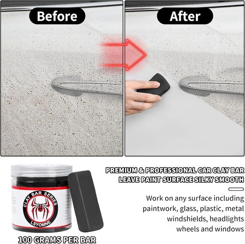 قالب طين السيارة 4 عبوات 400 جرام، قضبان طين السيارة من الدرجة الممتازة لتنظيف السيارات بتفاصيل الطين السحري مع قدرة غسيل وامتصاص قوية، قضبان طين للغسيل التلقائي لتنظيف تفاصيل السيارة، رمادي in Kuwait