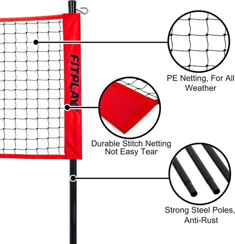 Four Square Volleyball/Badminton Net Set, Adjustable Height 4 Way Volleyball Net for Backyard, Easy Set Up Portable Volleyball Net Outdoor for 2,3,4 Players, Game Set for Teenagers and Adults in Saudi Arabia