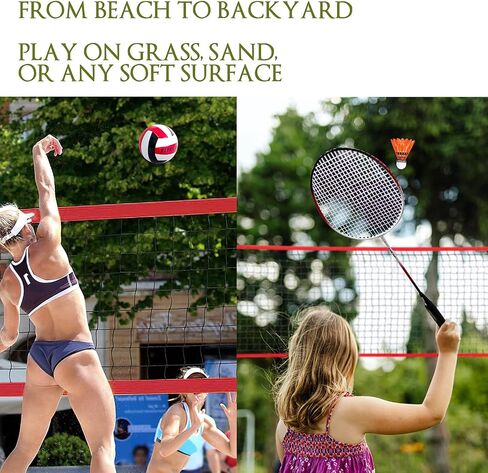 Four Square Volleyball/Badminton Net Set, Adjustable Height 4 Way Volleyball Net for Backyard, Easy Set Up Portable Volleyball Net Outdoor for 2,3,4 Players, Game Set for Teenagers and Adults in Saudi Arabia