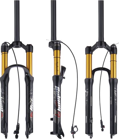 BOLANY 26/27.5/29 بوصة شوكة تعليق هوائية للدراجة 120 مم ارتداد السفر ضبط 1/8 أنبوب مستقيم/مدبب دليل/قفل عن بعد شوكة دراجة QR 9 مم شوكة أمامية MTB in Kuwait