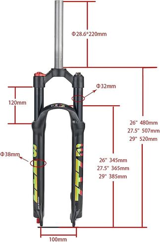 ZTZ Mountain Bicycle Suspension Forks, 26/27.5/29 inch MTB Bike Front Fork with Rebound Adjustment, 100mm Travel 28.6mm QR 9mm (29inch) in Saudi Arabia