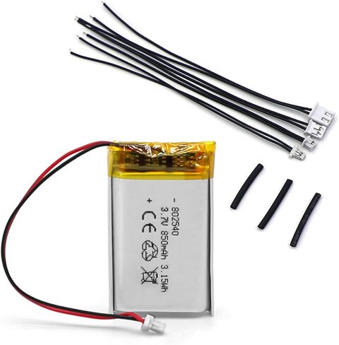 802540 3.7 فولت 850 مللي أمبير بطارية بديلة لـ Sena 10S 10S-01 20S Evo 20S-01 30K 30K-01D SF2 بلوتوث خوذة دراجة نارية التواصل + موصلات JST + أنبوب الانكماش الحراري in Kuwait