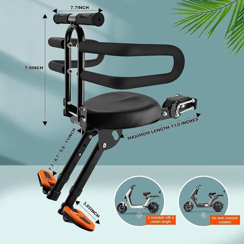 Child Seat for Electric Scooter with seat, Kid Seat suitable for Electric Bicycle, Mobility Scooter Kids Seat with Backrest Armrest Fence Guadrail, Moped Scooter Bike Comfortable Seat for 2-6 Child in Saudi Arabia