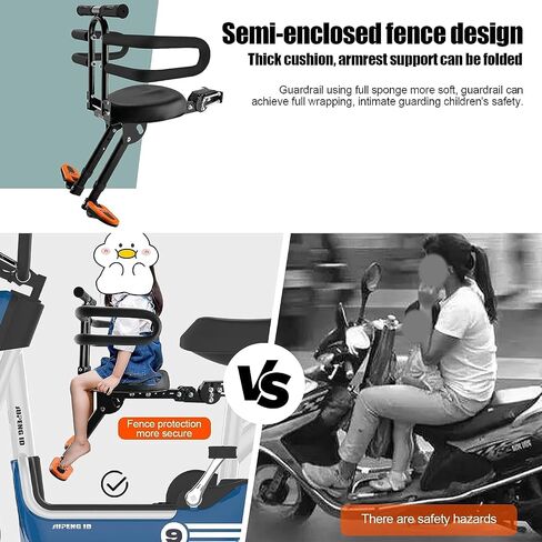 Child Seat for Electric Scooter with seat, Kid Seat suitable for Electric Bicycle, Mobility Scooter Kids Seat with Backrest Armrest Fence Guadrail, Moped Scooter Bike Comfortable Seat for 2-6 Child in Saudi Arabia