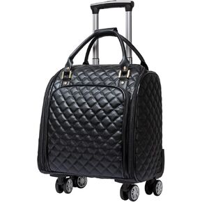 VH&GRED Luxury Carry on Luggage with Universal Wheels 18-Inch Lightweight Travel Small Suitcase Diamond Stitching Synthetic Leather Bag