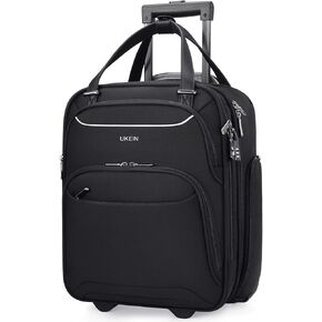 Underseat Carry On Luggage with Wheels, 16 Inch Soft Sided Lightweight Personal Item Travel Suitcase, Rolling Carry On Travel Bag for Men & Women
