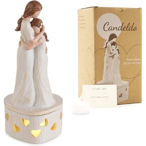Gifts for Daughter Mom Birthday: Unique Candle Holder Mothers Day Sentimental Gift Ideas from Daughter Tealight Holders Decor Mother Daughter Figurines Meaningful Home Decor