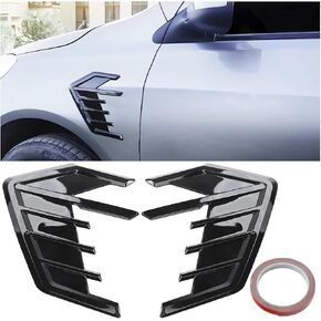 Mandark 2PCS Car Side Air Flow Vent, Automotive Body Bumper Hood Side Shark Air Flow Intake Vent Stickers, Vehicle Exterior Decorative Decal Accessories, Universal for RV, SUV, Truck (Black)