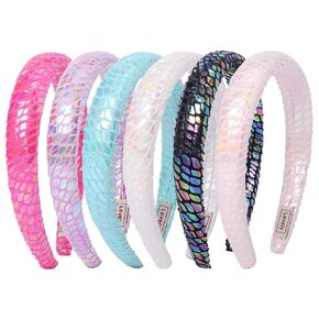 Fishdown Glitter Headbands for Girls, 6Pcs Flash Head Bands Women Sparkly Headband Teen Girls Plastic Hair Hoop Hairbands