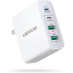 120W USB C Wall Charger, GaN 4-Port Fast Charger Charging Block Station Hub,100W Laptop Adapter for MacBook Pro/Air, iPad Pro, Galaxy S23, Dell XPS 13, Note 20/10+, iPhone 15/Pro, Steam Deck, and More