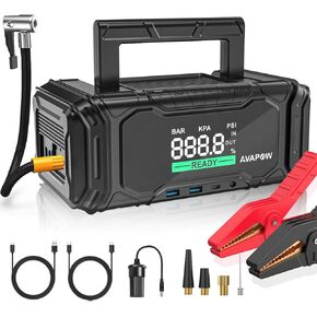 AVAPOW Car Battery Jump Starter 4000A Peak with Air Compressor, 12V 150PSI Portable Jumpstart with Force Start Function, Portable Starters for Up to 8L Gas 8L Diesel Engine, PD 60W Fast Charging