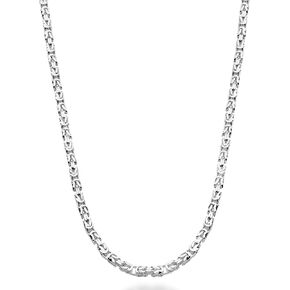 Miabella Solid 925 Sterling Silver Italian 3mm Square Byzantine Link Chain Necklace for Women Men, 925 Handmade in Italy