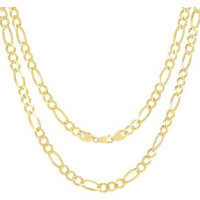 Nuragold 10K الذهب الأصفر الصلبة فيجارو ربط سلسلة قلادة / أطوال 16 "- 30" / العرض 1.75 ملم - 9.5 ملم / مجوهرات إيطالية الصنع للرجال والنساء