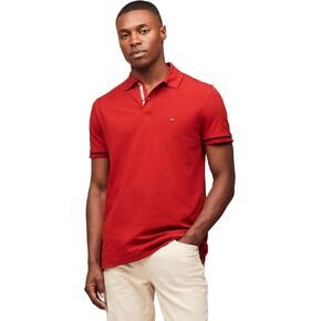 Tommy Hilfiger Men's Short Sleeve Casual Polo Shirts in Regular Fit with Stretch and Cuff Designs