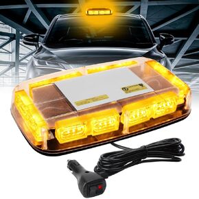 LED Rooftop Strobe Beacon Lights with Base, High Bright Amber Beacon Emergency Warning 16 Flashing Modes Light for 12-24V Car, Trucks, Snow Plow, Construction Vehicles,2 Years Warranty(Amber)