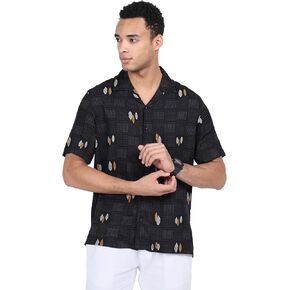 Men’s Hawaiian Short Sleeves Rayon Shirt Casual Wear Button Down Shirt