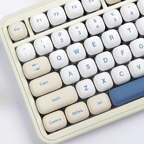 PBT Cute Keycaps, Beige MOG Profile Keycap Set, 139 Keys Rounded Custom Keycap for Mx Cherry Mechanical Keyboard 60 75 100 Percent (White)