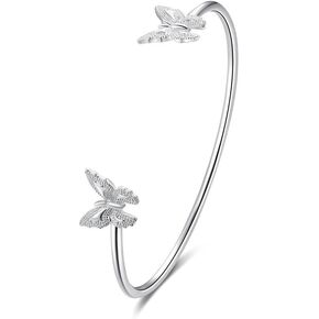 Halawly 925 Sterling Silver Cuff Bracelets for Women Cute Butterfly Bracelet