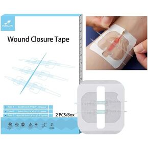 Emeryency Wound Closure Tape, Butterfly Bandaids Closure Zipper, Repair Wounds Without Stitches, 2 PCS Laceration Closure Strip (Type B-2.4"X2.8"-3 Zipper/PC, Suit for Wound 0-6cm)