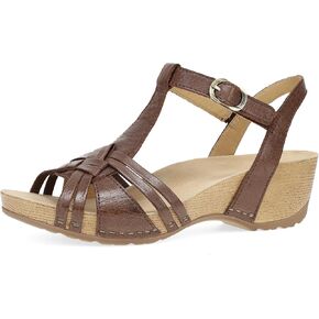 Dansko Tia Fisherman Wedge Sandal for Women - Contoured Footbed for All-Day Comfort and Support – Adjustable Hook & Loop Straps with Buckle Detail